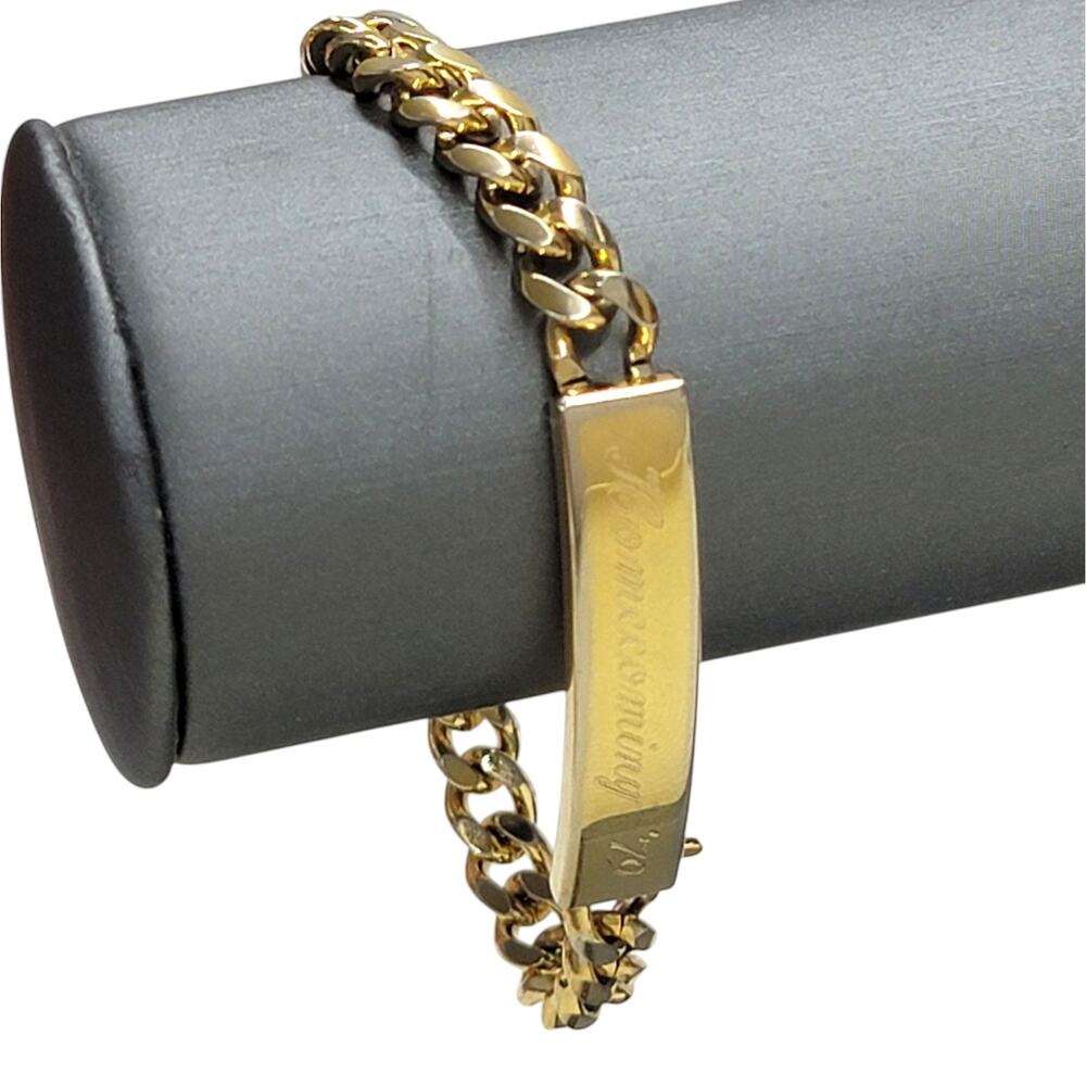 Vintage Speidel USA Gold Tone ID Bracelet Homecoming 79 Curb Chain Jewelry